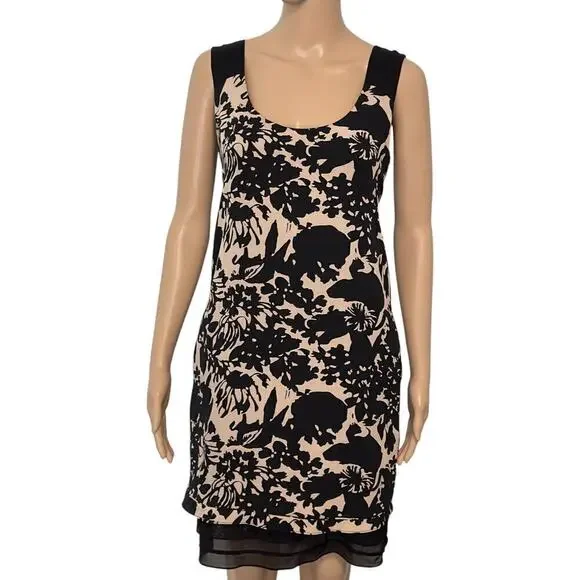 DVF Diane Von Furstenberg 95% Silk Sleeveless Tiered Hem Shift Dress (4) - Picture 1 of 13